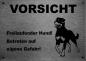 Preview: Edelstahl Warnschild Rottweiler VORSICHT Freilaufender Hund! Betreten auf eigene Gefahr!